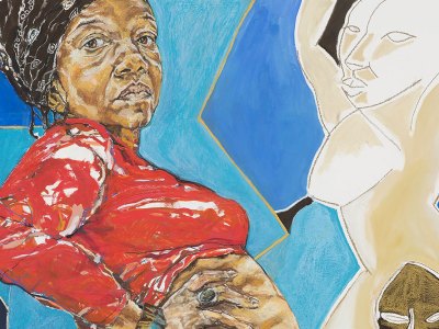 Standing Figure with African Masks (2018), Claudette Johnson. Tate, London