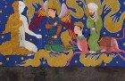‘The Prophet Muhammad encounters the angel of half-fire and half-snow’, miniature from a copy of al-Sarai’s Nahj al-Faradis (c. 1465), Herat.