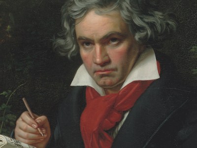 Beethoven with the manuscript for Missa Solemnis (detail; 1820), Joseph Karl Stieler.