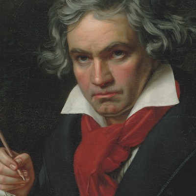 Beethoven with the manuscript for Missa Solemnis (detail; 1820), Joseph Karl Stieler.