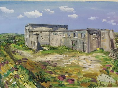 Derelict china clay works, Belowda Beacon, Roche (c. 1940), Ruskin Spear. From the ‘Recording Britain’ collection of topographical watercolours and drawings made during the Second World War, a project initiated by Kenneth Clark.