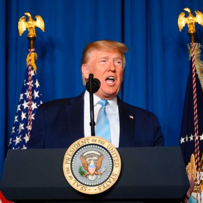 US President Donald Trump makes a statement on Iran at the Mar-a-Lago estate in Palm Beach Florida, on 3 January, 2020.