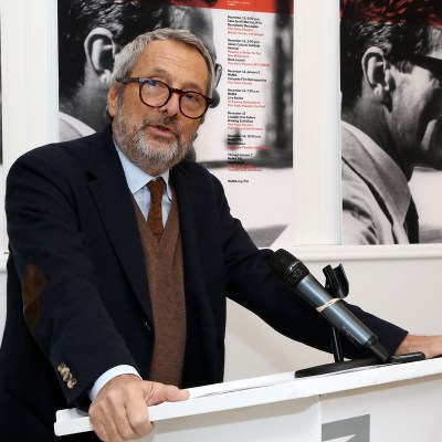 Roberto Cicutto at the Pier Paolo Pasolini MoMA film retrospective opening at MoMA PS1, New York, in 2012.