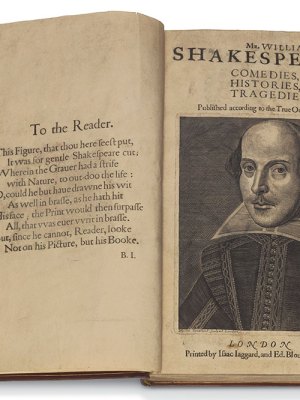 A copy of Shakespeare’s First Folio, coming to auction at Christie’s, New York, on 24 April.
