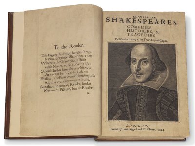 A copy of Shakespeare’s First Folio, coming to auction at Christie’s, New York, on 24 April.