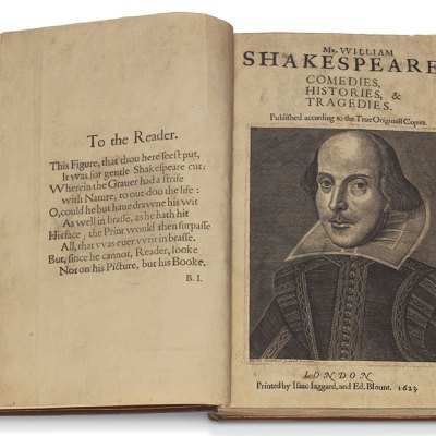 A copy of Shakespeare’s First Folio, coming to auction at Christie’s, New York, on 24 April.