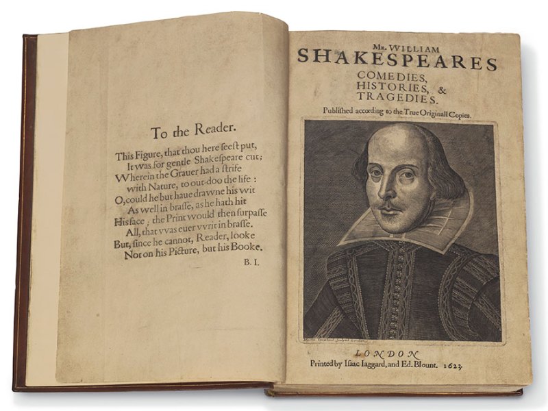 A copy of Shakespeare’s First Folio, coming to auction at Christie’s, New York, on 24 April.