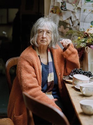 Rose Wylie photographed in her cottage in Kent in November 2019.