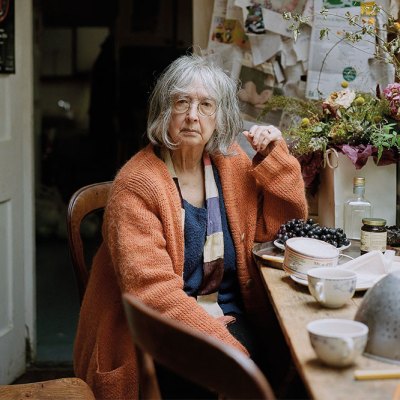Rose Wylie photographed in her cottage in Kent in November 2019.