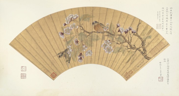 Crab Apple and Mountain Birds (c. 1534–42), Qiu Ying.