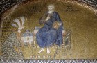 Mosaic of the Enthroned Christ and the Donor, Theodore Metochites above the entrance to the naos of the Kariye (Chora) Museum, Istanbul.