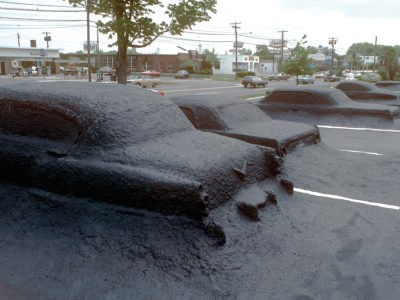 Installation view of ‘Ghost Parking Lot’ (completed in 1978) at the National Shopping Center in Hamden, Connecticut, by James Wines & SITE. © SITE New York
