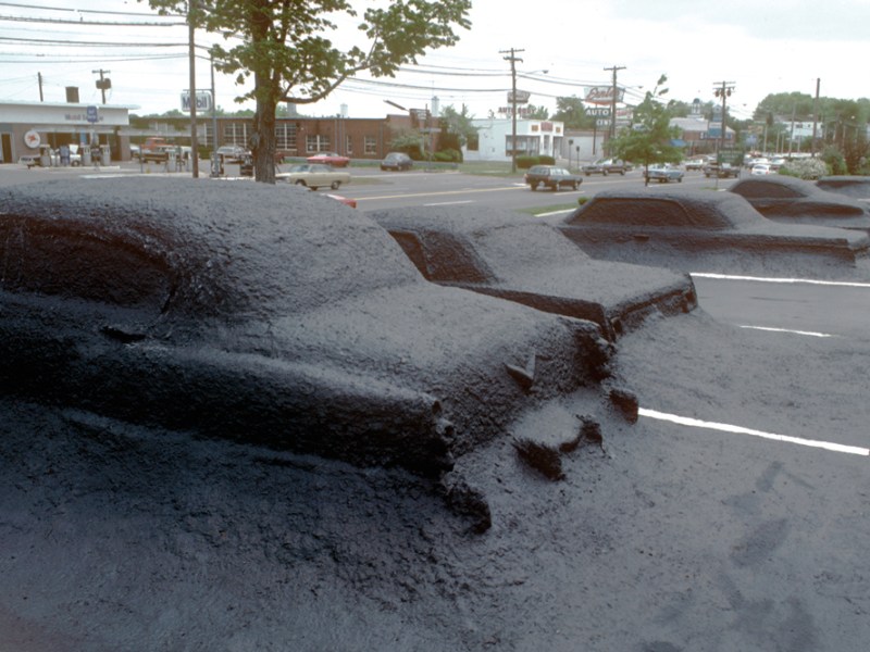 Installation view of ‘Ghost Parking Lot’ (completed in 1978) at the National Shopping Center in Hamden, Connecticut, by James Wines & SITE. © SITE New York