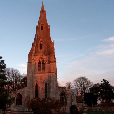 The west steeple of the Parish Church of St Mary in Frampton, Lincolnshire, was finished with one of the country’s earliest stone broach spires by c. 1300.