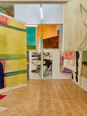 Installation view of 'Vivian Suter: Tintin's Sofa' at Camden Arts Centre, 2019.