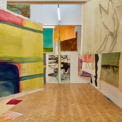 Installation view of 'Vivian Suter: Tintin's Sofa' at Camden Arts Centre, 2019.
