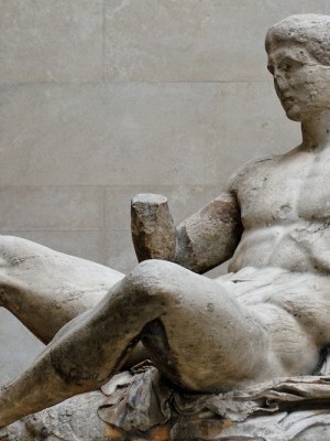 The Dionysos pediment from the Parthenon marbles at the British Museum.