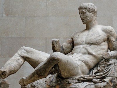 The Dionysos pediment from the Parthenon marbles at the British Museum.