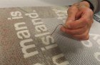 Stitchers working on Wolfgang Tillmans’ No Man is an Island (2019).