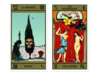 Two of a deck of 78 tarot cards designed by Salvador Dalí and originally published in 1983–84.