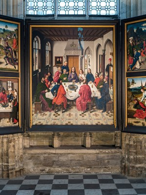 View of The Last Supper (1464–68) by Dieric Bouts (c. 1415–75) in St Peter's Church, Leuven. Photo: Ⓒ Rudi Van Beek; courtesy M Leuven