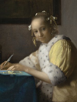 A Lady Writing (detail; c. 1665), Johannes Vermeer. National Gallery of Art, Washington, D.C.