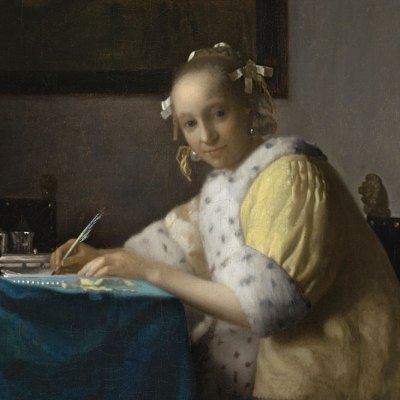 A Lady Writing (detail; c. 1665), Johannes Vermeer. National Gallery of Art, Washington, D.C.
