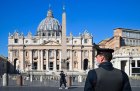 A police officer standing guard in St Peter’s Square.