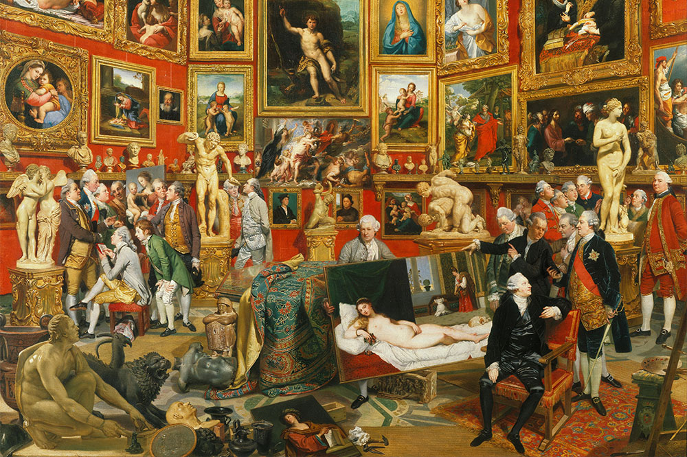 Tribuna of the Uffizi (detail; 1772–77), Johann Zoffany. Royal Collection. Photo: Wikimedia Commons