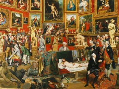 Tribuna of the Uffizi (detail; 1772–77), Johann Zoffany. Royal Collection. Photo: Wikimedia Commons