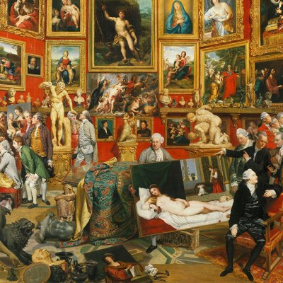 Tribuna of the Uffizi (detail; 1772–77), Johann Zoffany. Royal Collection. Photo: Wikimedia Commons