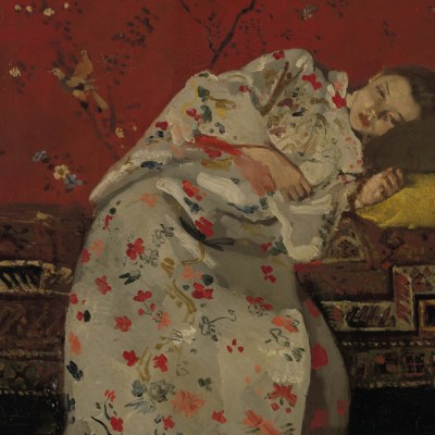 Girl in a red kimono (detail; c. 1893), George Hendrik Breitner. Kunstmuseum Den Haag