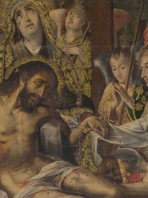 Pietà (detail; c. 1720), Melchor Pérez Holguín.