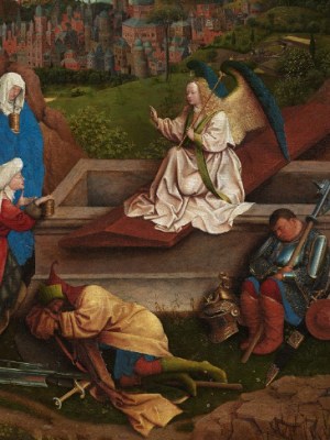 The Three Marys at the Tomb (detail; c. 1410–26), Hubert and Jan van Eyck.