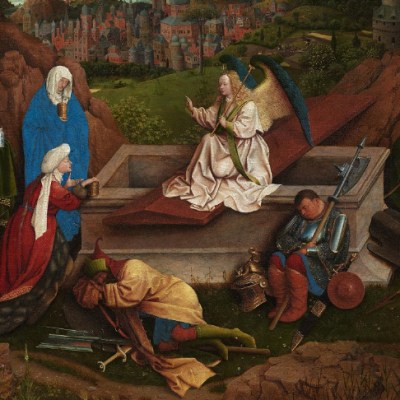The Three Marys at the Tomb (detail; c. 1410–26), Hubert and Jan van Eyck.