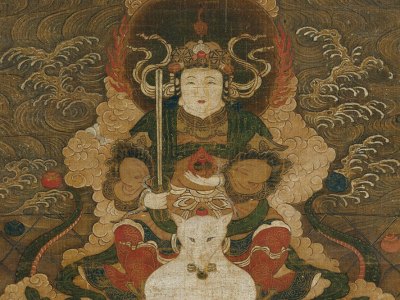 Hanging scroll depicting the goddess Dakini (detail; 14th century), Japan. Metropolitan Museum of Art, New York