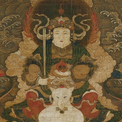 Hanging scroll depicting the goddess Dakini (detail; 14th century), Japan. Metropolitan Museum of Art, New York