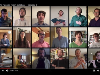 Screenshot from episode two of the Oxford Back Soloists’ St John Passion from Isolation