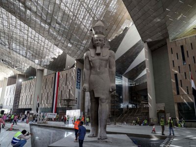The interior of the Grand Egyptian Museum in Giza photographed during construction in September 2019.