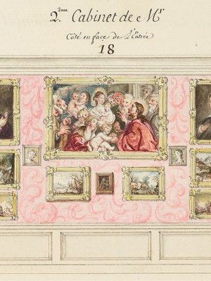Detail showing the ‘second cabinet’ on page 50 of the Catalogue des Tableaux de Mr Julienne (c. 1756), compiled by Jean-Baptiste-François de Montullé. Morgan Library and Museum, New York