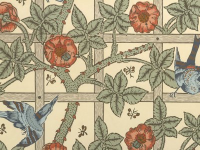 Wallpaper design, ‘Trellis’ (detail; designed 1862, first produced 1864), William Morris. Metropolitan Museum of Art, New York