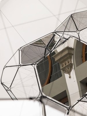 Installation view of ‘Tomás Saraceno: Aria’ at Palazzo Strozzi, Florence.