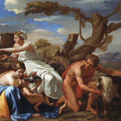 The Nurture of Jupiter (c. 1639), Nicolas Poussin. Gemäldegalerie, Staatliche Museen zu Berlin