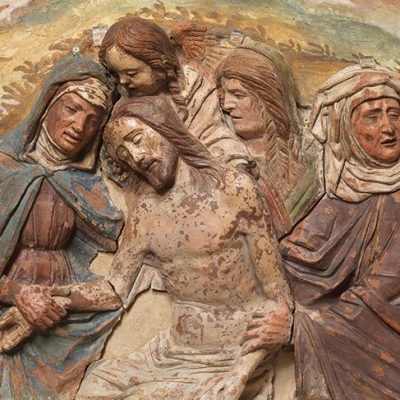 Renaissance terracottas in Padua Central relief of The Lamentation over the Dead Christ (c. 1480–90), circle of Bartolomeo Bellano. Chiesa di San Pietro, Padua