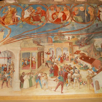 The Christ Vine and Scenes from the Legend of St Barbara (detail; 1523), Lorenzo Lotto. Suardi Chapel, Trescore Balneario. Photo: Pro Loco Trescore Balneario