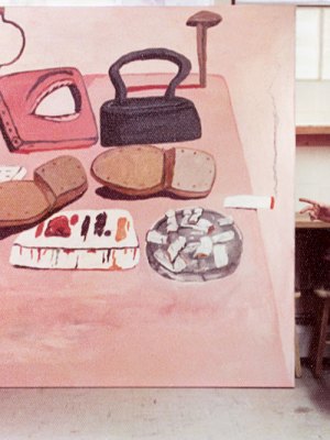 Guston in the studio with Painter’s Table (1973).