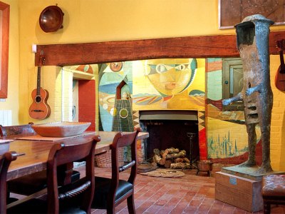 The fireplace in the Farleys Dining Room at Farleys House, Muddles Green, Sussex.