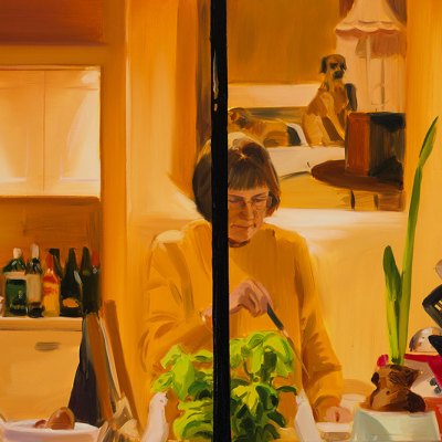 Making Fishcakes, Late Afternoon, December (detail; 2019), Caroline Walker.