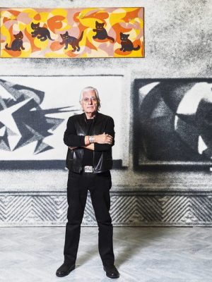 Germano Celant at ‘Post Zang Tumb Tuum’ at the Fondazione Prada in 2018. Photo: Ugo dalla Porta; courtesy Fondazione Prada