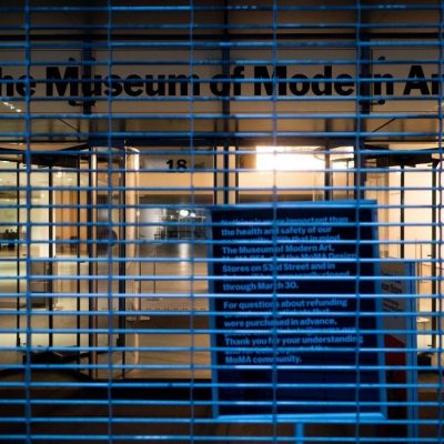 The closed Museum of Modern Art on March 17, 2020 in New York Citydistancing. (Photo by Johannes EISELE / AFP) (Photo by JOHANNES EISELE/AFP via Getty Images)